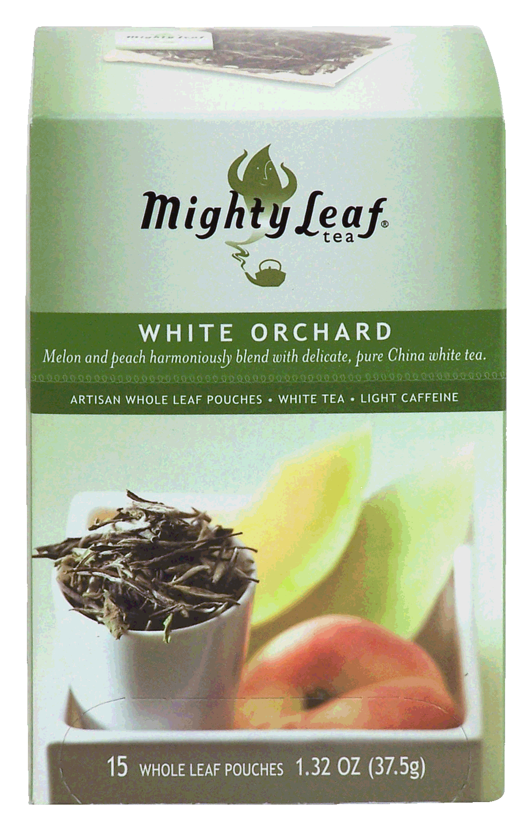 Mighty Leaf White Orchard melon and peach blend, China white tea, 15-whole leaf pouches Full-Size Picture